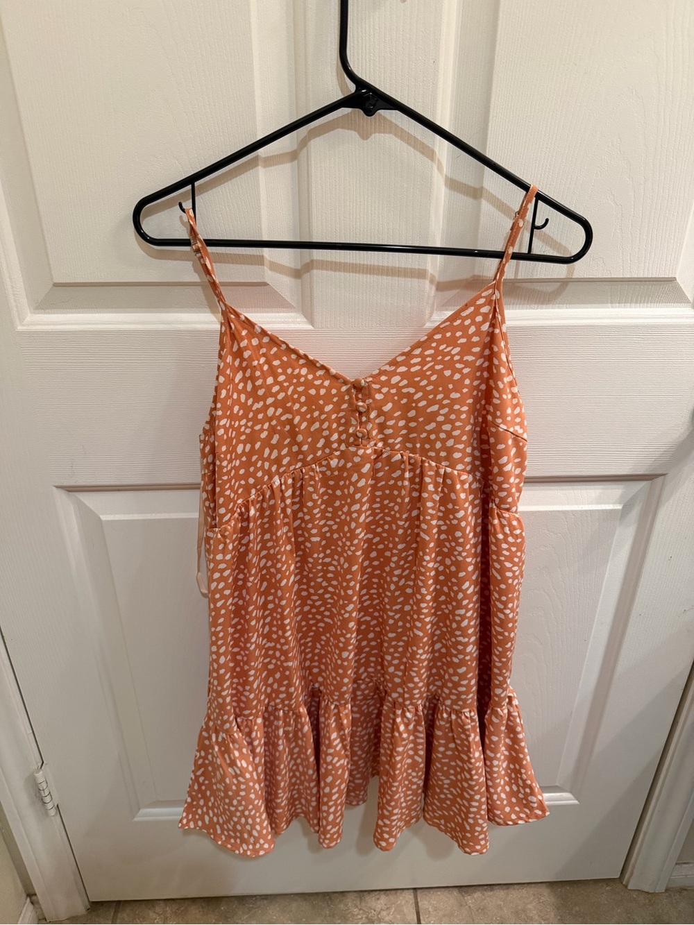 Orange Spotted Ruffle-Hem Cami Dress
